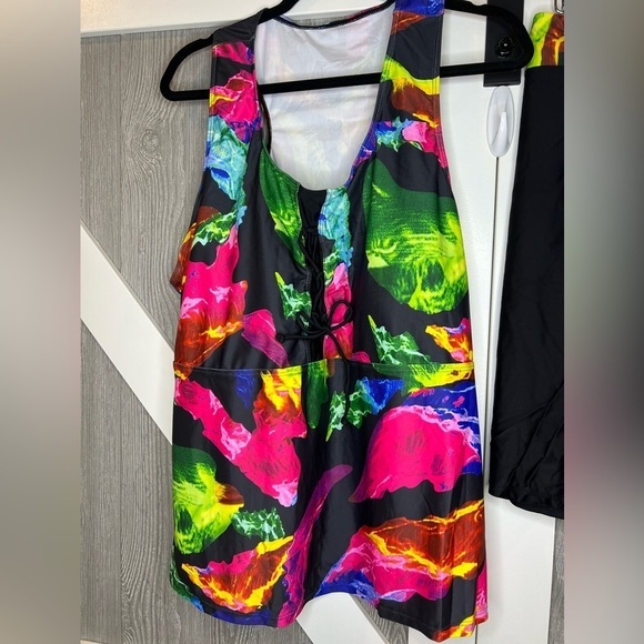 D13.19 NEW 2024 Plus Size Tankini Swimsuit Rash Guard Capris Athletic 4X - Picture 6 of 7